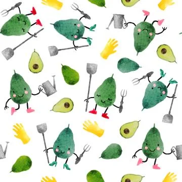 Watercolor vector pattern of fruits Stock Illustration