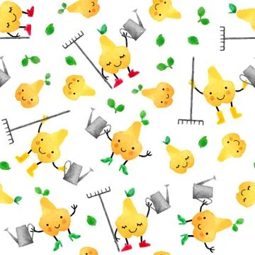 Watercolor vector pattern of fruits Stock Illustration