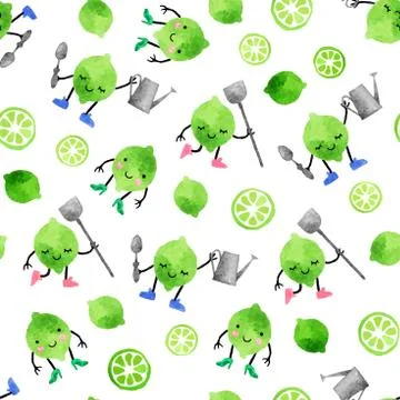 Watercolor vector pattern of fruits Stock Illustration