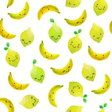 Watercolor vector pattern of fruits Stock Illustration