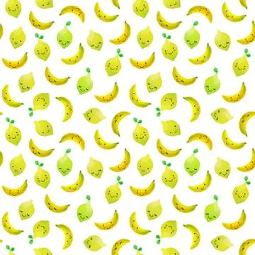 Watercolor vector pattern of fruits Stock Illustration