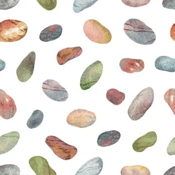 Watercolor vector seamless pattern with colored decorative stones. イラスト素材