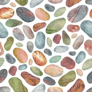 Watercolor vector seamless pattern with colored decorative stones. Illustrazione stock