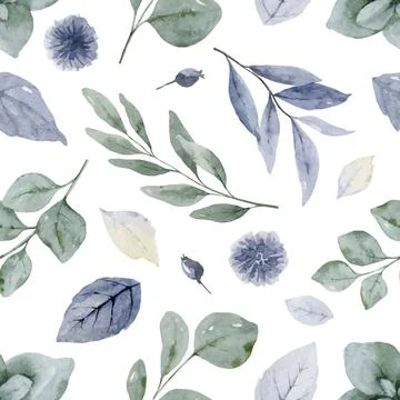 Watercolor vector seamless pattern in soft bluish green shades. Stock-Illustration