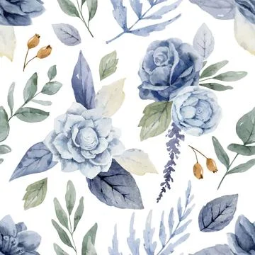 Watercolor vector seamless pattern in soft bluish green shades. Illustrazione stock