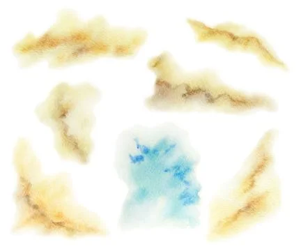 Watercolor vector set spots isolated on white background. Stock Illustration