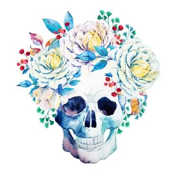 Watercolor vector skull Stock Illustration