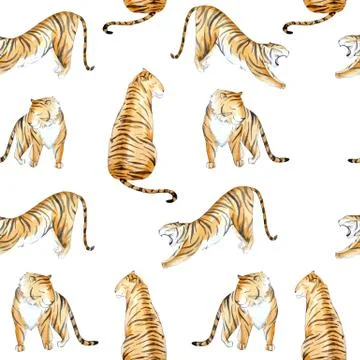 Watercolor vector tropical pattern Stockillustratie