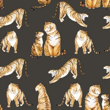 Watercolor vector tropical pattern Stock Illustration