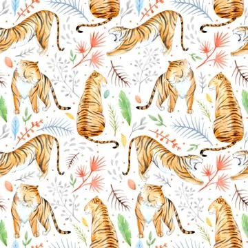 Watercolor vector tropical pattern Illustrazione stock