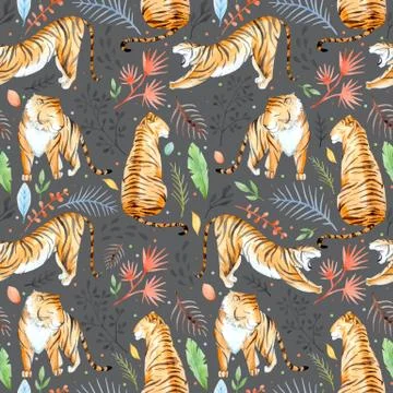 Watercolor vector tropical pattern 스톡 일러스트