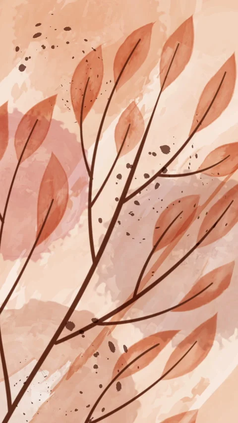 Watercolor vertical background with branch on a seamless loop Stock Footage 331941992