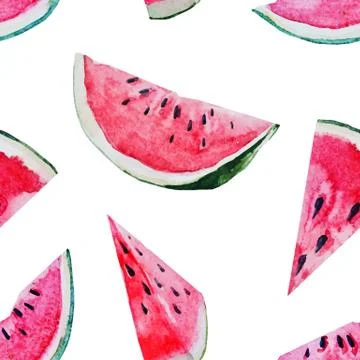 Watercolor watermelon melon pattern 库存插图