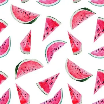 Watercolor watermelon melon pattern Stock Illustration