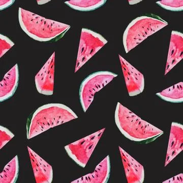 Watercolor watermelon melon pattern Stock Illustration