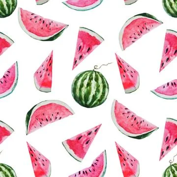 Watercolor watermelon melon pattern Stock Illustration