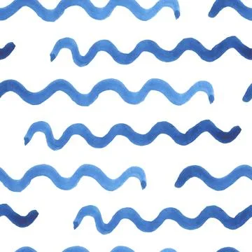Watercolor wave seamless vector pattern 스톡 일러스트
