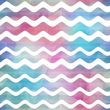 Watercolor waves seamless pattern with grunge effect Stock Illustration