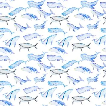 Watercolor whales pattern Stock Illustration