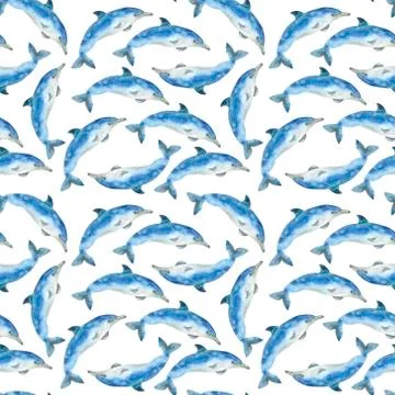 Watercolor whales pattern Stock Illustration