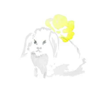 Watercolor white rabbit Stock Illustration