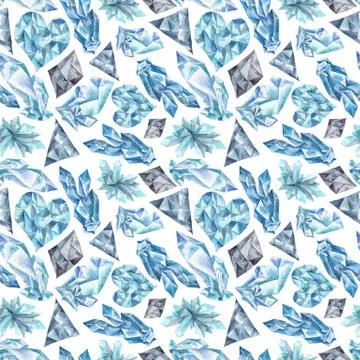 Watercolor Winter Crystal Pattern Stock Illustration