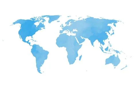 Watercolor World Map With Soft Blue Hues and Textures Stock Illustration