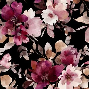 Watercolor,Floral,Seamless,Pattern.,It's,Perfect,For,Textile,,Wallpaper,,Fabr 스톡 일러스트