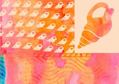 Watercolour Beach Shell Design Stock-Illustration