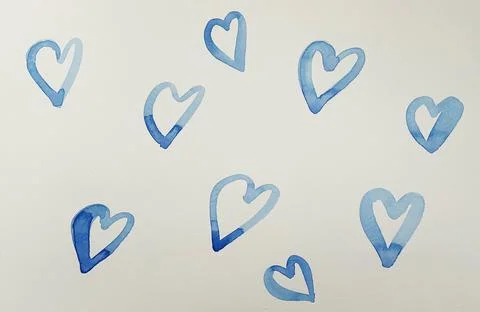 Watercolour blue heart pattern Stock Illustration