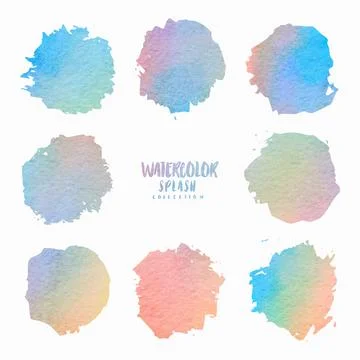 Watercolour brush set. Gradient handmade splashes and brush strokes Stock Illustration