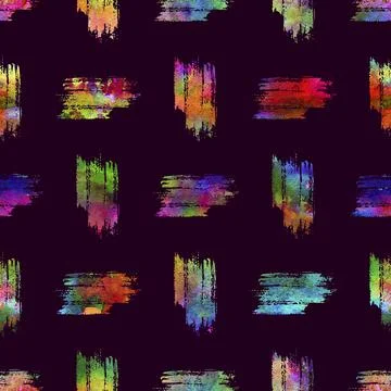 Watercolour Brush Stripes Seamless Pattern Grange Geometric Design in Rainbow Stock Illustration