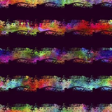 Watercolour Brush Stripes Seamless Pattern Grange Geometric Design in Rainbow Stock Illustration