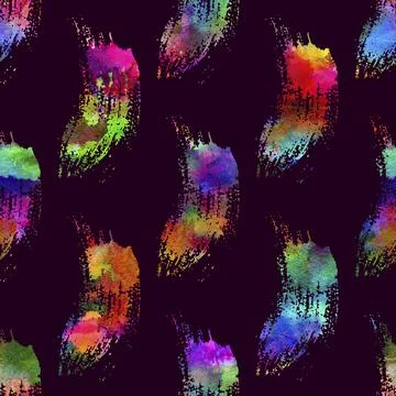 Watercolour Brush Stripes Seamless Pattern Grange Geometric Design in Rainbow Stock Illustration