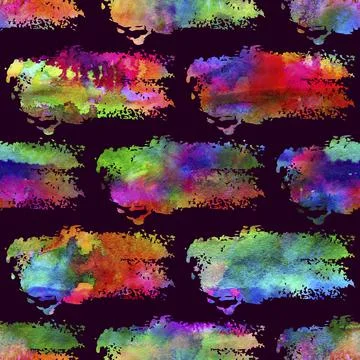Watercolour Brush Stripes Seamless Pattern Grange Geometric Design in Rainbow Stock Illustration