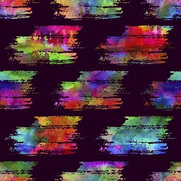 Watercolour Brush Stripes Seamless Pattern Grange Geometric Design in Rainbow Stock Illustration