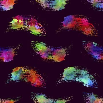 Watercolour Brush Stripes Seamless Pattern Grange Geometric Design in Rainbow Stock Illustration