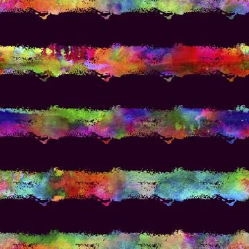 Watercolour Brush Stripes Seamless Pattern Grange Geometric Design in Rainbow Stock Illustration