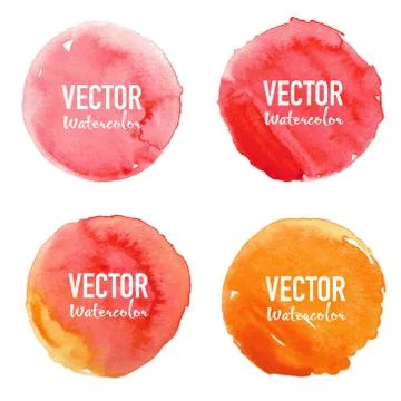 Watercolour circle set on white background. Vector illustration. Stock Illustration