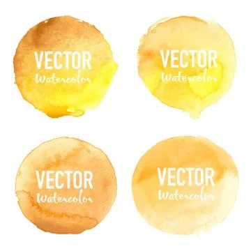Watercolour circle set on white background. Vector illustration. Stock Illustration