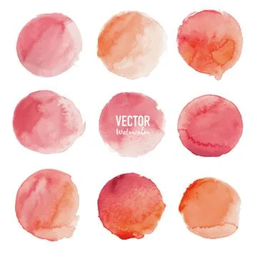 Watercolour circle set on white background. Vector illustration. Stock Illustration