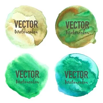 Watercolour circle set on white background. Vector illustration. Stock Illustration