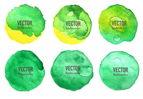 Watercolour circle set on white background. Vector illustration. Stock Illustration