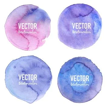 Watercolour circle set on white background. Vector illustration. Stock Illustration
