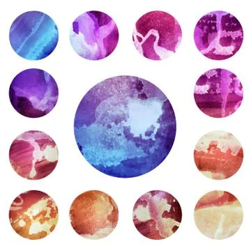 Watercolour circle vector textures. Mega-useful pack for you to drag and drop Illustrazione stock