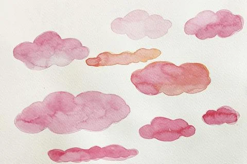 Watercolour cute pink cloud Stock Illustration