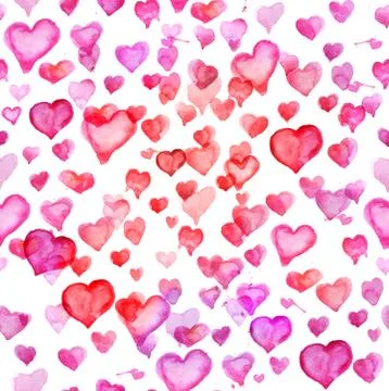 Watercolour heart pattern on white background Stock Illustration
