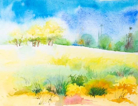 Watercolour on paper Stock Illustration