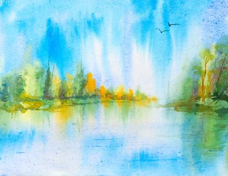 Watercolour on paper Stock Illustration