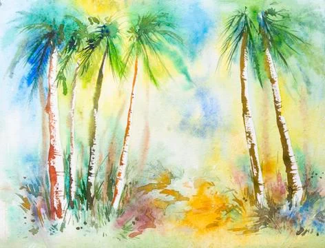 Watercolour on paper Stock Illustration